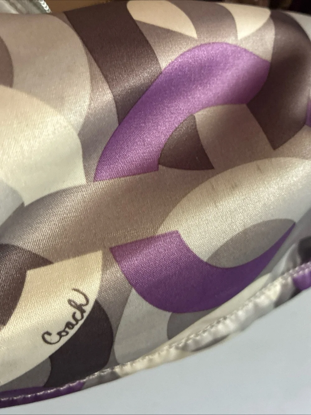 Authentic Coach-Madison Op-Art Sateen Hailey Hobo Bag Purp Gry Crm 14291 Y2K